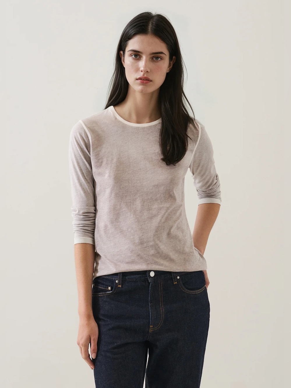 Patrick Assaraf long-sleeve top signature reverse spray finish